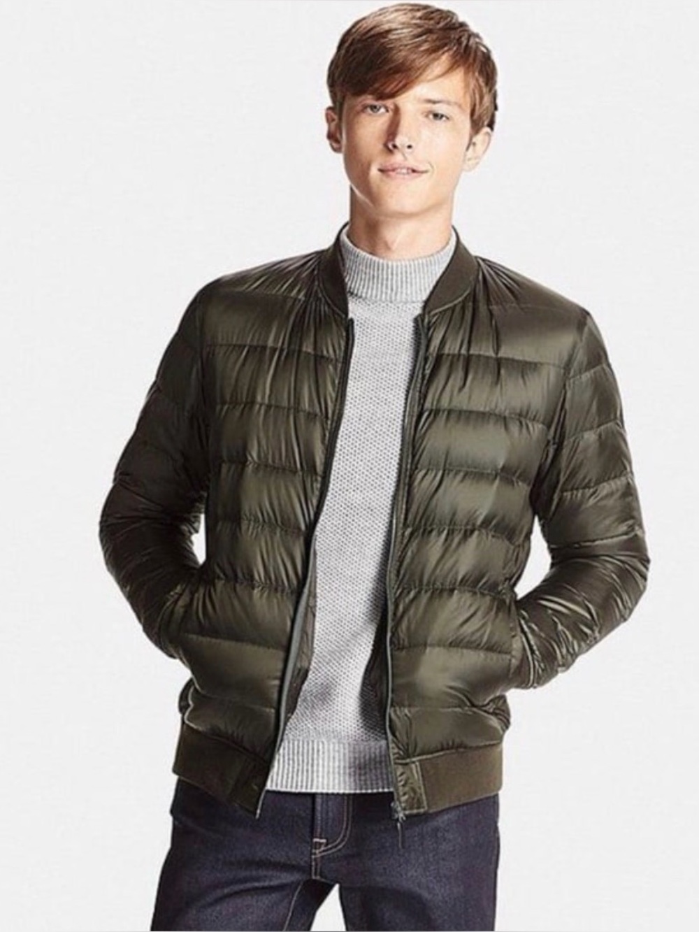 Uniqlo Mens Ultra Light Down Puffer Jacket Gorpcore Olive Green Sz Large